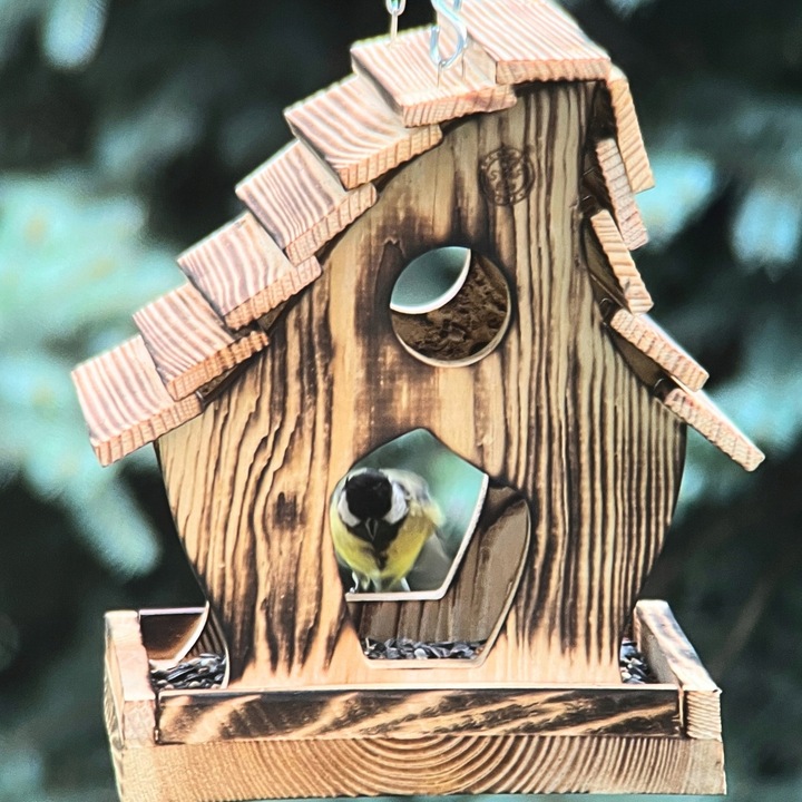 Karmnik Dla Ptaków Opalany Solidny Na Łańcuchu + 200g karmy