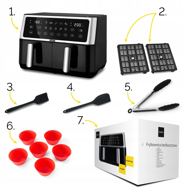 Frytkownica beztłuszczowa Dwukomorowa 10L Air Fryer Yoer 2850W 10