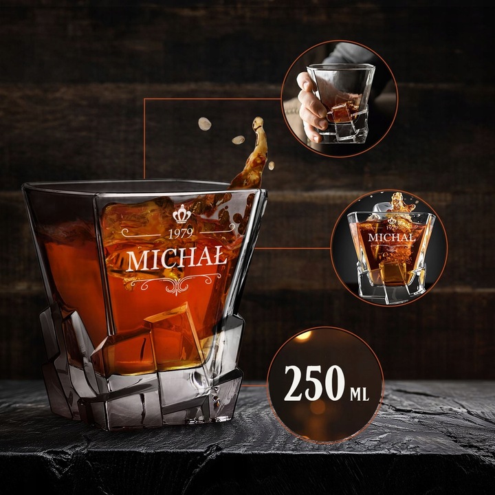 Szklanka do Whisky z Grawerem 250ml Prezent dla Faceta Chłopaka na Urodziny