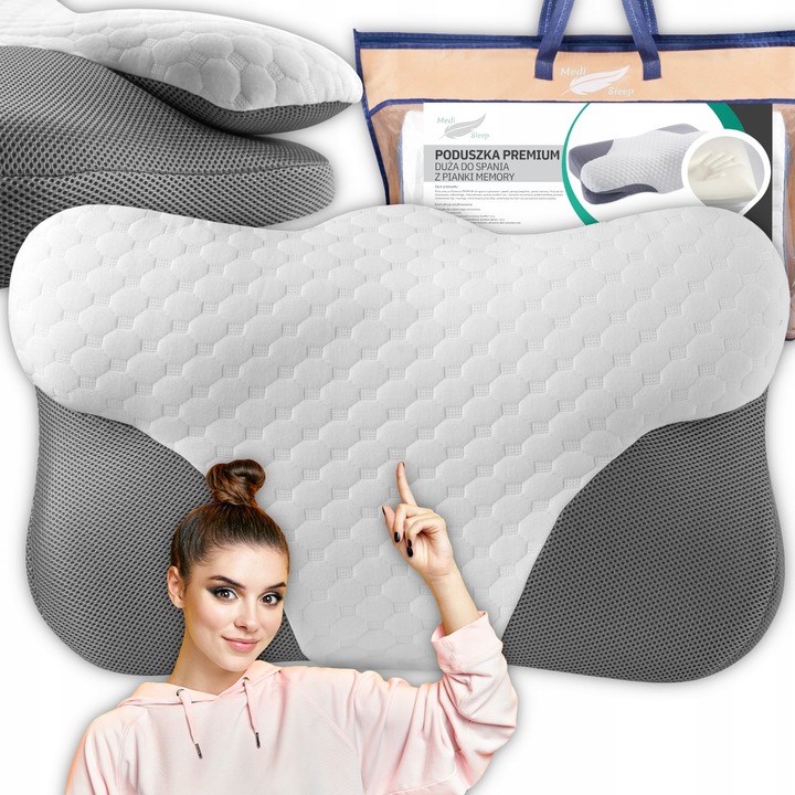 PODUSZKA ORTOPEDYCZNA Z WGŁĘBIENIEM DO SPANIA NA BOKU PROFILOWANA DUŻA