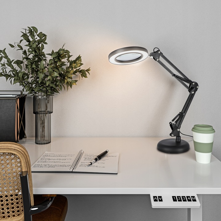 Lampka Na Biurko LED Lampa Kosmetyczna Ściemniacz Lupa Szkło