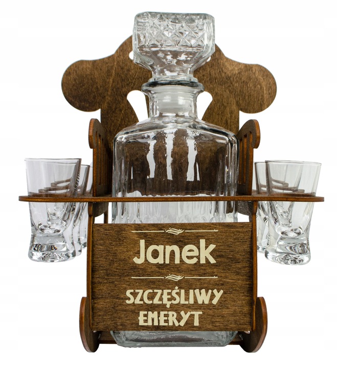 FOTEL BUJANY KARAFKA KIELISZKI PREZENT NA URODZINY DLA EMERYTA