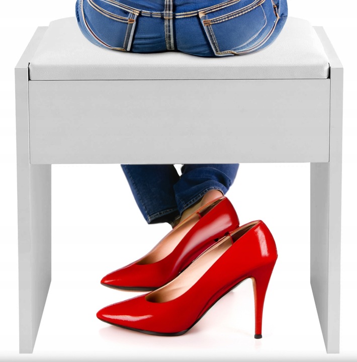 Taboret Do Toaletki Kosmetycznej Siedzisko Białe Pufa