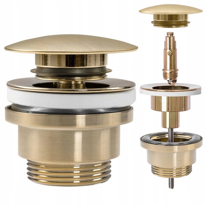 REA KOREK KLIK KLAK DO UMYWALKI ZŁOTY SZCZOTKOWANY UMYWALKOWY KLIK KLAK