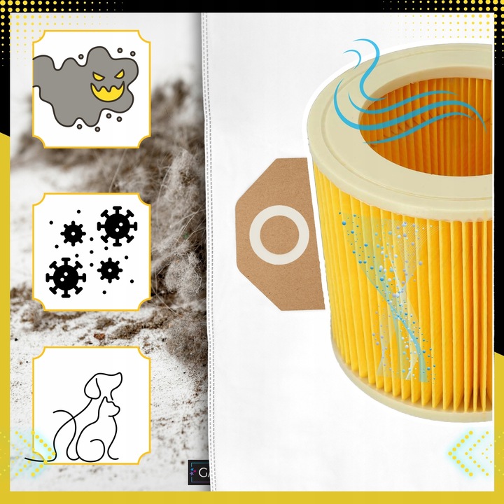 10x WORKI DO ODKURZACZA KARCHER WD3 WOREK WD 3 WD WD 6 SE 4001 Plus