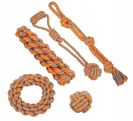 Zestaw 5 zabawek dla DUŻYCH PSÓW szarpak, piłka