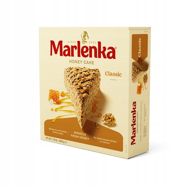 Tort miodowy MARLENKA z orzechami włoskimi 800g