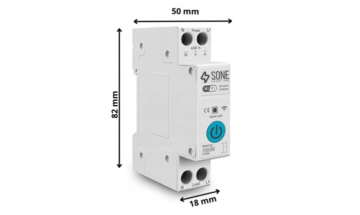 Przekaźnik WIFI 16A TUYA SMART Z POMIAREM ZUŻYCIEM DIN ZDALNE