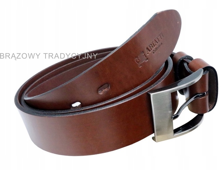 SKÓRZANY PASEK MĘSKI DO SPODNI BRĄZOWY SZEROKI PAS DO JEANSÓW GRUBA SKÓRA