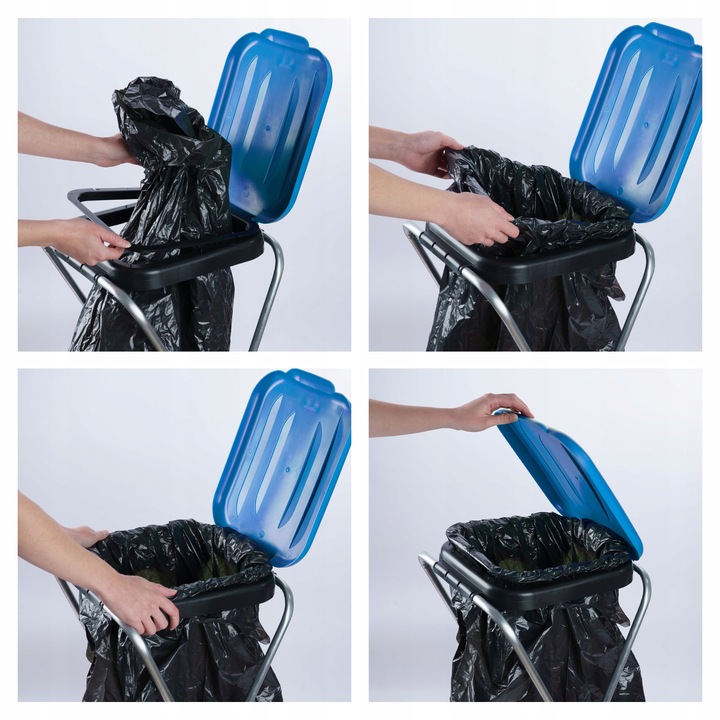 STOJAK NA WORKI DO SEGREGACJI ŚMIECI STELAŻ KOSZ 1 STANOWISKA NA ŚMIECI