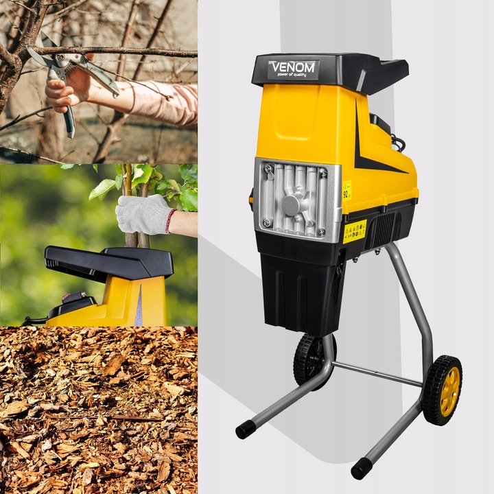 ELEKTRYCZNY ROZDRABNIACZ VENOM RĘBAK DO GAŁĘZI PRO MOCNY SILNIK 2X