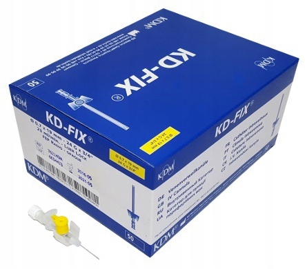 KANIULA WENFLON KD-FIX 24G 0,7x19mm 50 SZTUK ŻÓŁTA ŻÓŁTY