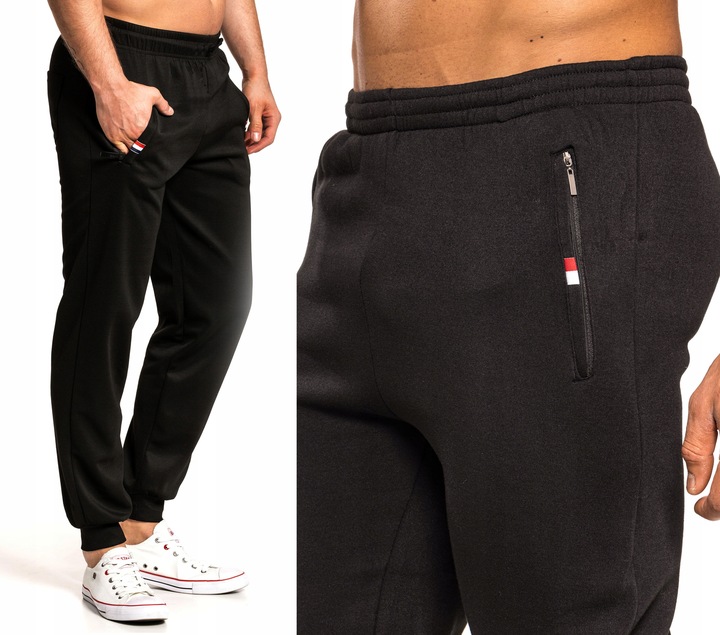 SPODNIE DRESOWE DRESY WIOSENNE ZE ŚCIĄGACZEM NA CODZIEŃ No6 CZARNE - XL