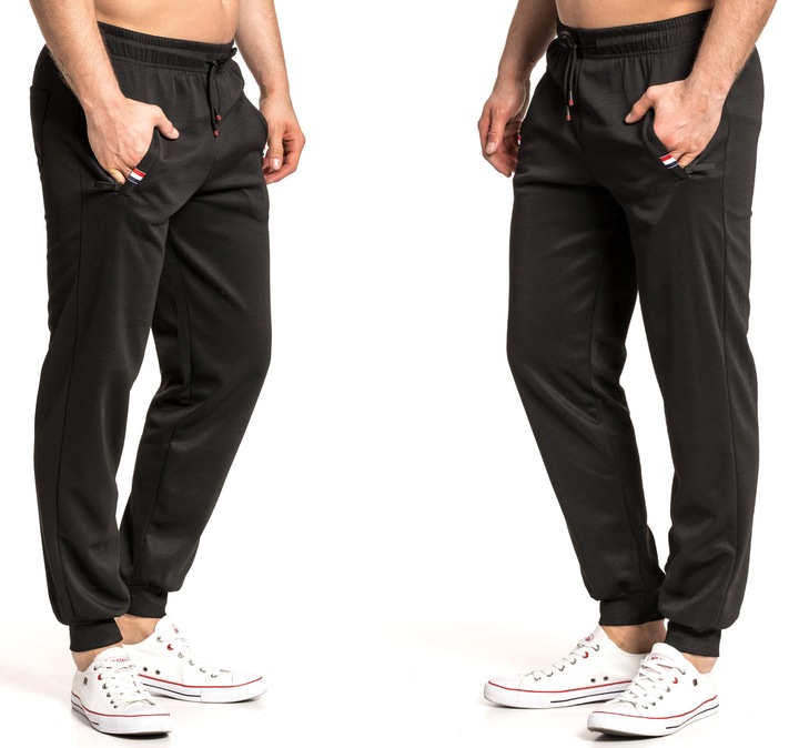 SPODNIE DRESOWE DRESY WIOSENNE ZE ŚCIĄGACZEM NA CODZIEŃ No6 CZARNE - XL