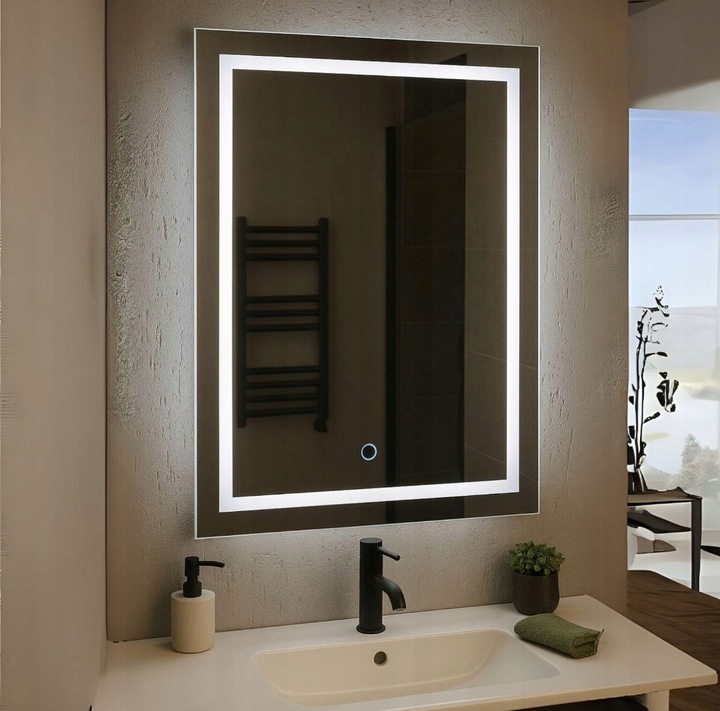 LUSTRO 50X70 Z WŁĄCZNIKIEM DOTYKOWYM OŚWIETLENIE LED LUNA