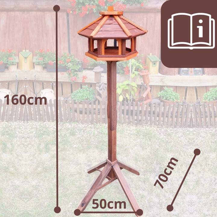 KARMNIK DLA PTAKÓW DUŻY DREWNIANY STOJĄCY DOMEK