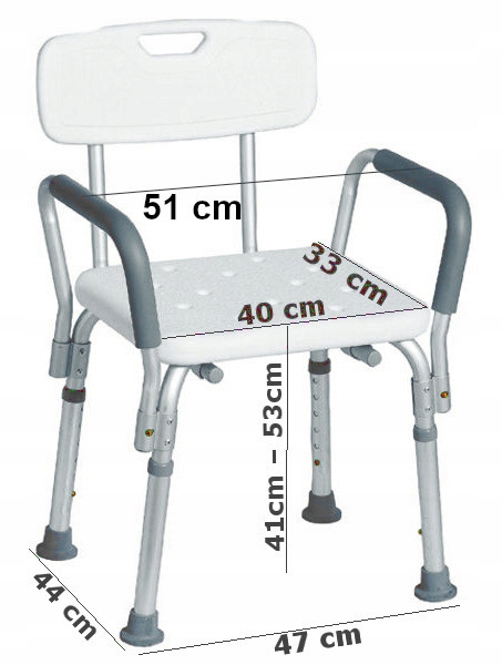 TABORET POD PRYSZNIC KRZESŁO PRYSZNICOWE STOŁEK ALUMNIOWY OPARCIE UCHWYTY