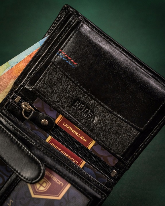 PETERSON portfel skórzany męski RFID antykradzieżowy skóra