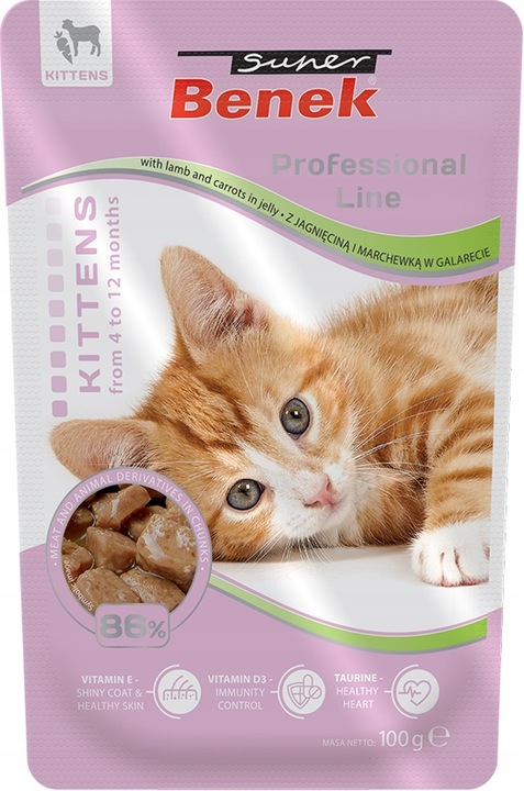 Benek Saszetki dla Kota Junior Kitten MIX SMAKÓW w Galarecie i Sosie 24x100