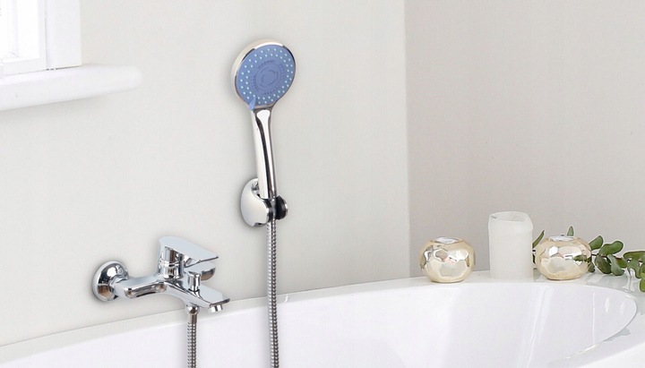 Bateria wannowa z prysznicem chrom zestaw wannowo prysznicowy ze