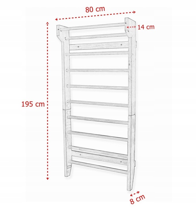 DRABINKA GIMNASTYCZNA TRENINGOWA FITNESS DO ĆWICZEŃ REHABILITACJI 195cm