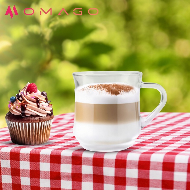 6 x SZKLANKI DO KAWY HERBATY KUBEK Z UCHEM 320ml