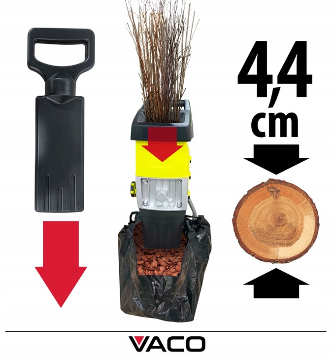 ROZDRABNIACZ ELEKTRYCZNY DO GAŁĘZI 3000W Rębak VACO + Kosz GRATIS