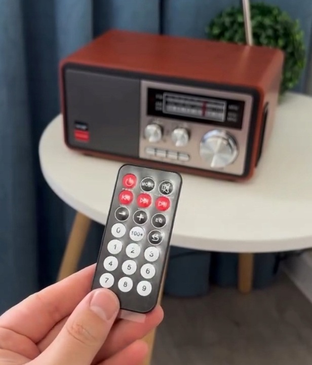 Radio Retro sieciowo-bateryjne FM PRZENOŚNE pilot Bluetooth 1200mAh