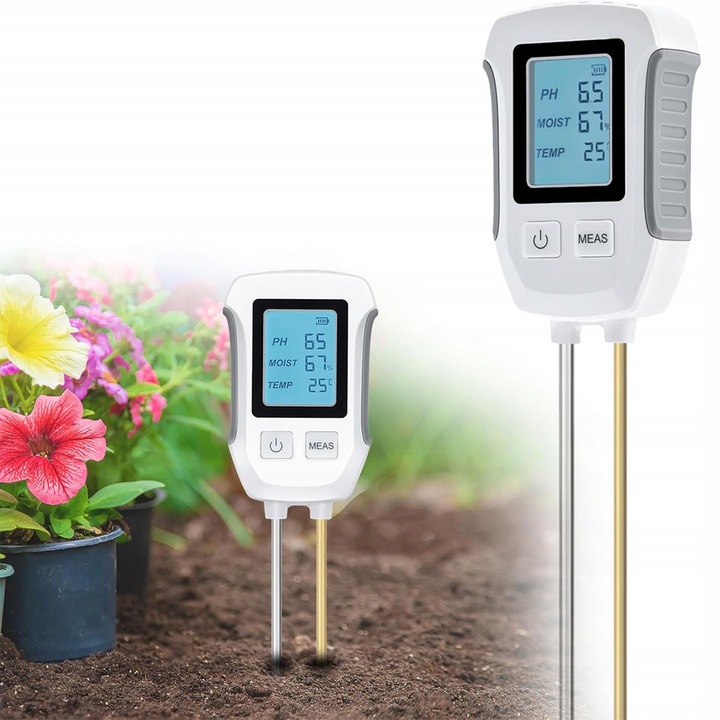 Miernik pH gleby 3w1 tester wilgotności ziemi i podłoża dokładny