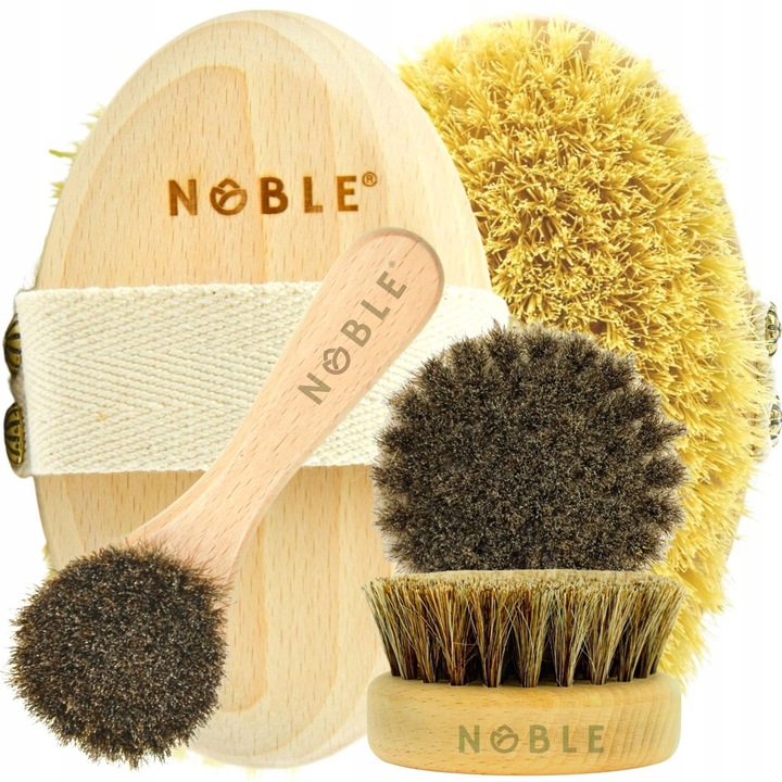 Szczotki Do Masażu Na Sucho 3x Szczotka Do Ciała Biustu i Twarzy Noble