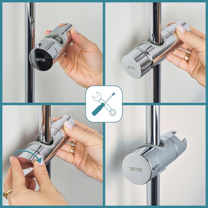 Uchwyt na słuchawkę do drążka prysznicowego deszczownicę przesuwny