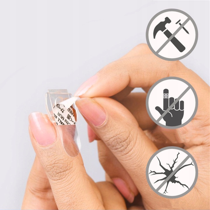 Haczyki Samoprzylepne COMMAND Przezroczyste bez wiercenia zestaw 18