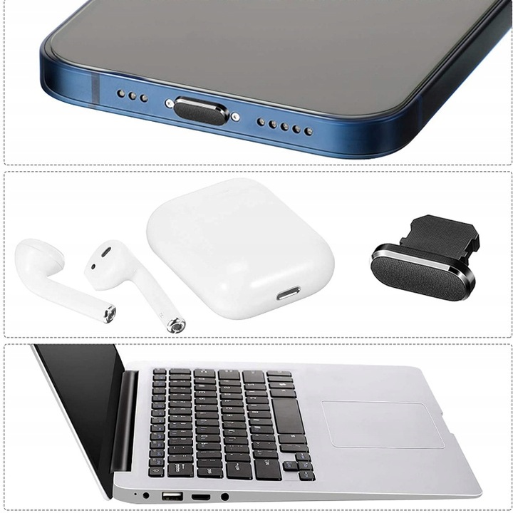 ZESTAW CZYSZCZENIA port usb C, słuchawek, głośnika 66elem, zaślepki usb C