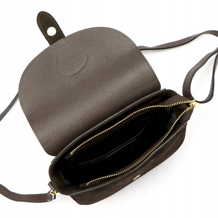 TOREBKA DAMSKA ZAMSZOWA LISTONOSZKA BRĄZOWA VERA PELLE SKÓRZANA