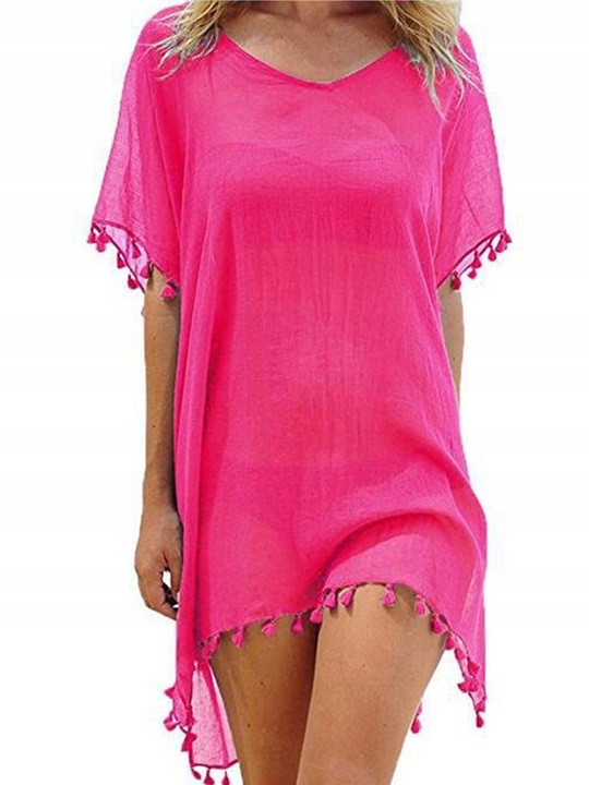 LETNIA TUNIKA PLAŻOWA PAREO NARZUTKA NA PLAŻĘ SUKIENKA DAMSKA SZYFON KOLORY