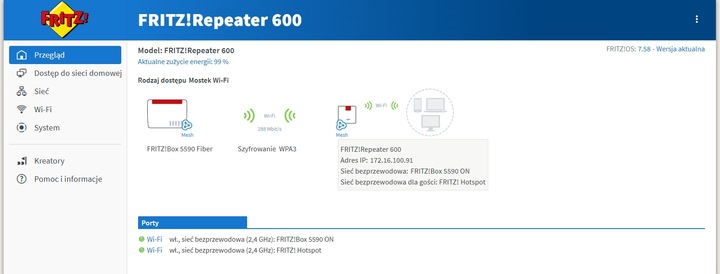 Mocny wzmacniacz Wi-Fi Mesh FRITZ!Repeater 600