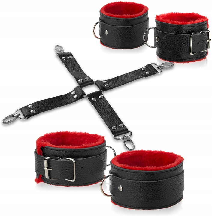 SEX GADŻETY - KAJDANKI NA RĘCE I NOGI + UPRZĄŻ