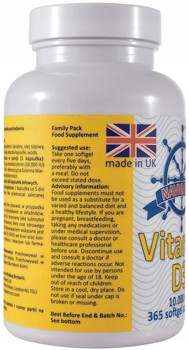 WITAMINA D3 10000IU Z LANOLINY 365kaps NA ROK