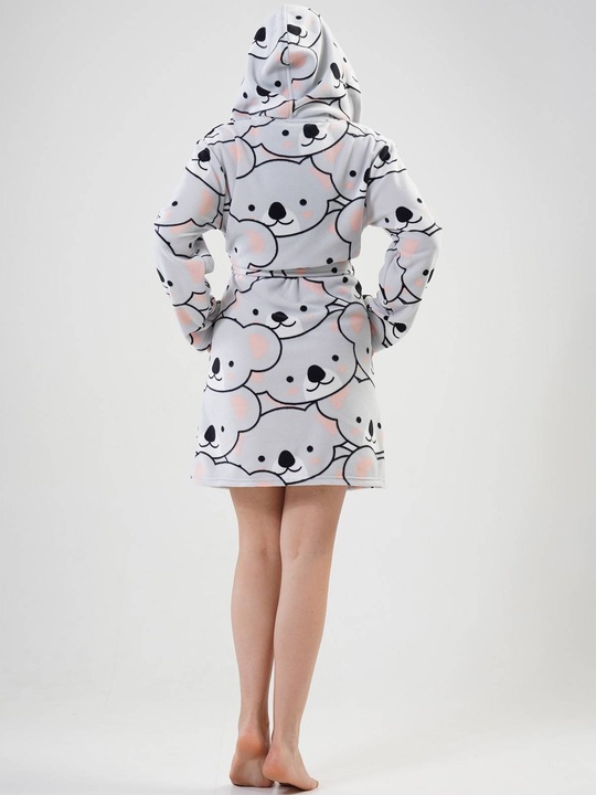 Szlafrok damski polarowy z kapturem ciepły Vienetta S