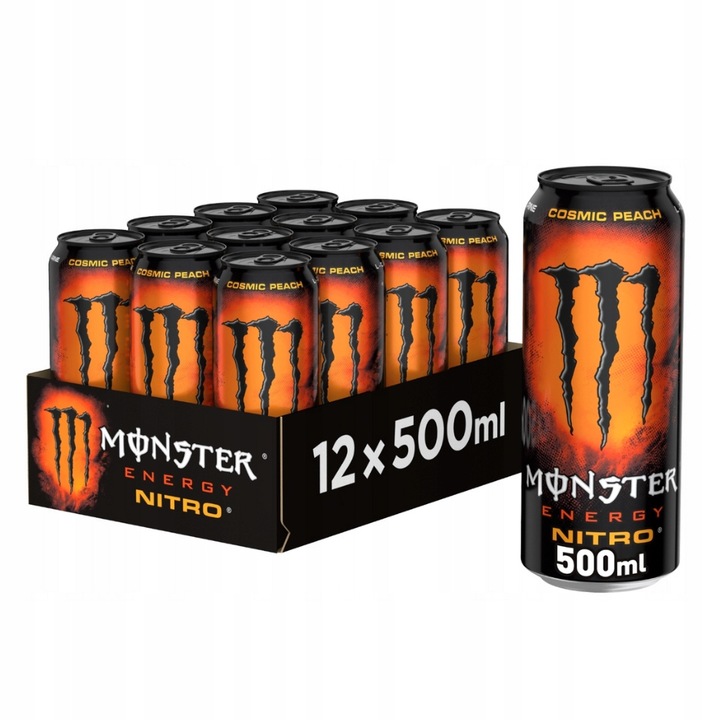 12 x MONSTER Energy Nitro Cosmic Peach Gazowany napój energetyk 500 ml