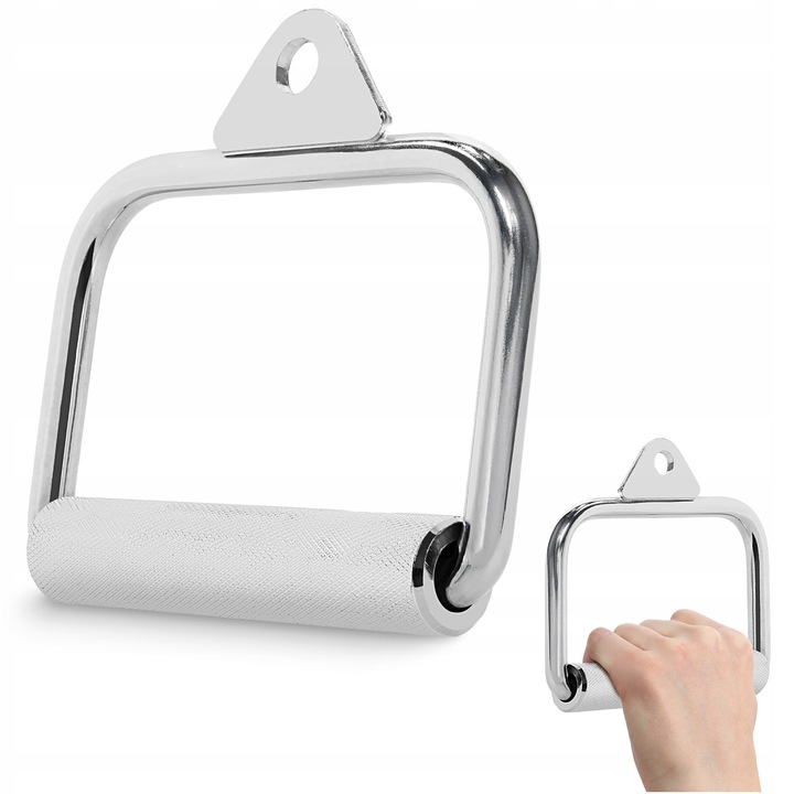 UCHWYT DO WYCIĄGU ATLASU POJEDYNCZY OBROTOWY STALOWY RYFLOWANY PLECY BICEPS