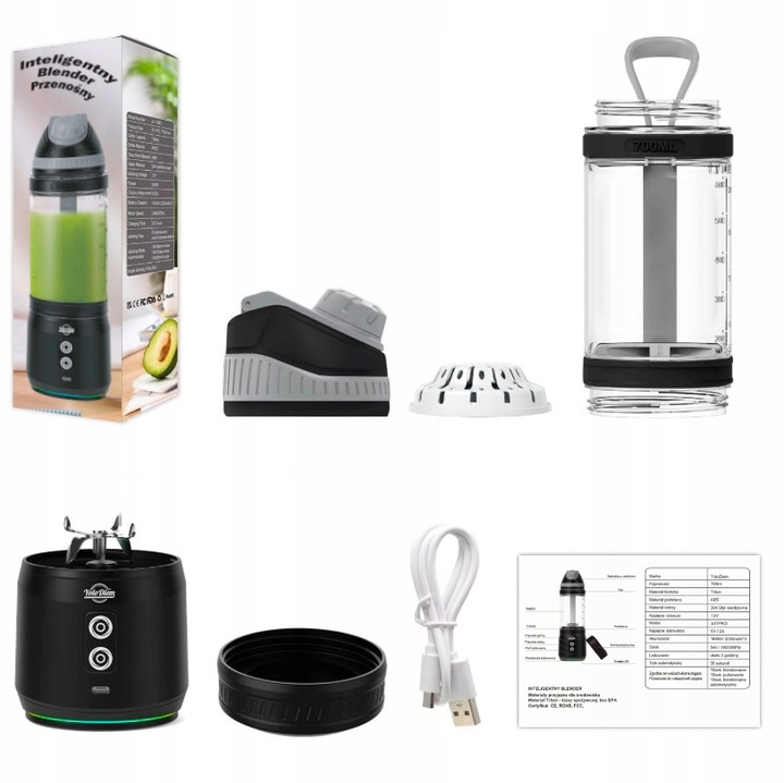 BLENDER PRZENOŚNY 350W 700ML Bezprzewodowy Kielichowy do Smoothie