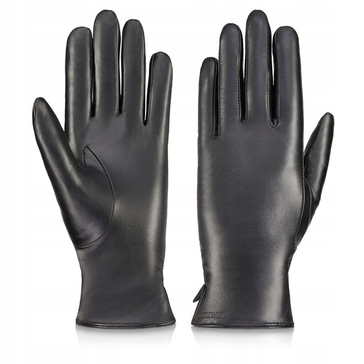 BETLEWSKI Rękawiczki skórzane damskie zimowe XL gładkie połyskujące