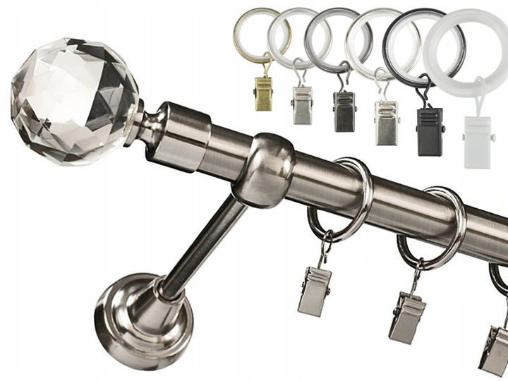 KARNISZ pojedynczy 19mm / 200 cm LUXURY CICHE KÓŁKA wzory 6 KOLORÓW wybór