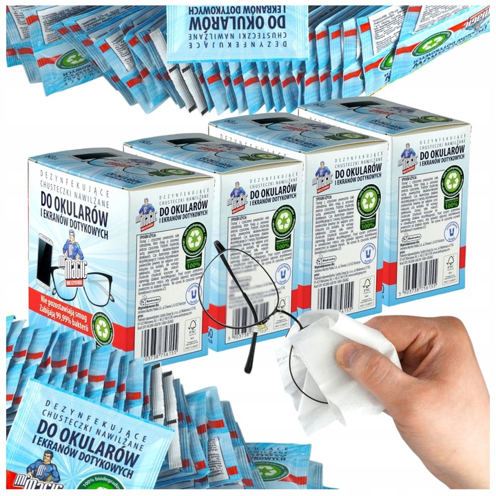 CHUSTECZKI NAWILŻANE DO OKULARÓW MR MAGIC 4x 60SZT