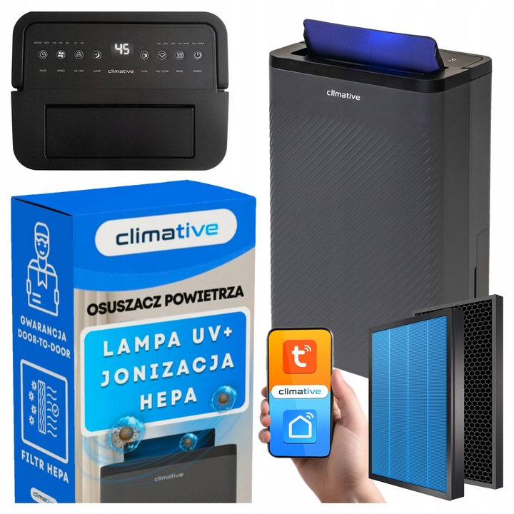 Osuszacz powietrza 12l Nexi pochłaniacz wilgoci 2w1 UV ION WiFi HEPA