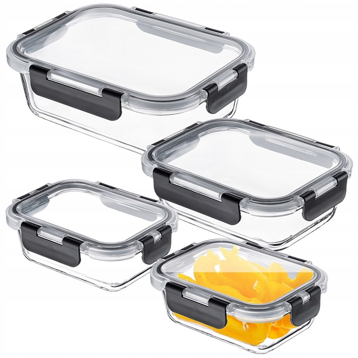 POJEMNIKI NA ŻYWNOŚĆ SZKLANY ZESTAW POJEMNIKÓW SZKLANE PUDEŁKO