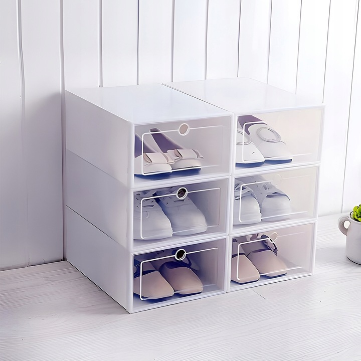 10 x PUDEŁKO POJEMNIK ORGANIZER NA BUTY Z KLAPĄ SZAFKA MODUŁOWA BIAŁA