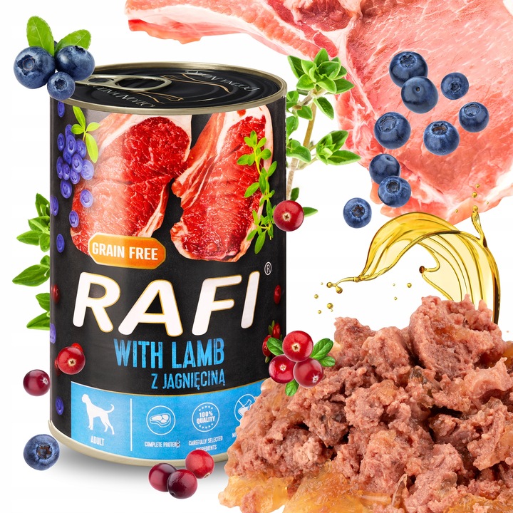 MOKRA KARMA DOLINA NOTECI RAFI ADULT BEZ ZBÓŻ PUSZKA MIX SMAKÓW 24 x 400G