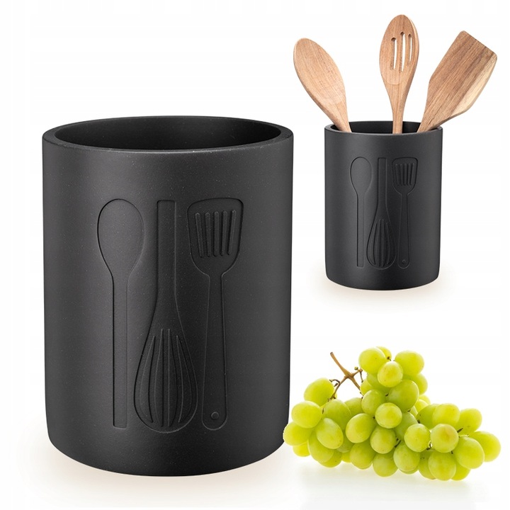 Pojemnik na przybory i akcesoria kuchenne SANDY czarny kamienny